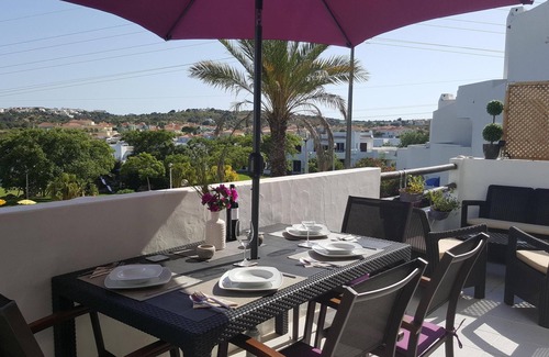 Alpouvar Apartment | 4 ☆ resort in Albufeira . 2 BR 2 Bath ,Large terrace View of pool & gardens