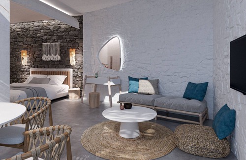 Agios Georgios House | Aisio Suite | walk out Sea View patio with Private Heated Pool