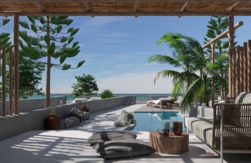 Agios Georgios House | Aisio Suite | walk out Sea View patio with Private Heated Pool