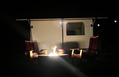 McMinnville RV Rental | Amico Farm cozy wine country all weather Vista Tent with stunning views