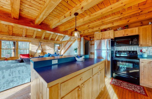Franconia Cabin | Charming and Secluded Cabin w/Wood Stove, Private Hot Tub, and Mountain Views