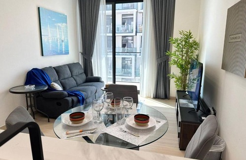 Jumeirah Village Circle Apartment | Chic Jvc 1br Balcony, Pool And Parking