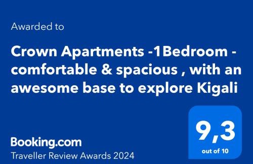 Kigali Apartment | Crown Apartments -1Bedroom - comfortable & spacious , with an awesome base to explore Kigali