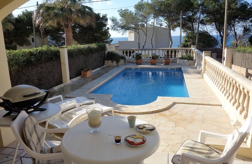 Cala Pi House | DHH with fantastic sea views, roof terrace, private pool, DSL, WiFi, air conditioning