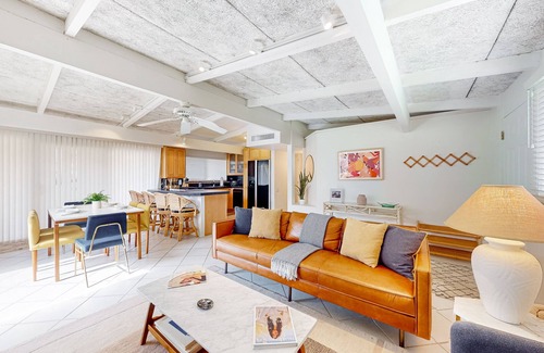 Palm Desert Condo | Dog-friendly mountain view condo with pool, grill, open layout, AC, & internet