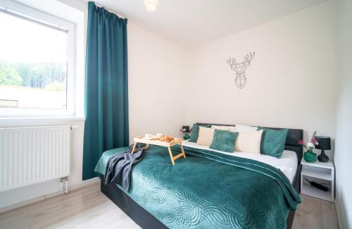 Jesenik Apartment | Forest retreat apartino - u lesa, parkování zdarma, terasa & grill, soukromé ohniště, nespresso, netflix