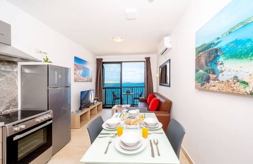 Bugibba Apartment | Islet Seaview 1 Bedroom Apartment With 2 Balconies