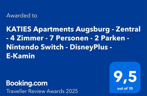 Innenstadt Apartment | KATIES Apartments Augsburg - Zentral - 4 Zimmer - 7 Personen - 2 Parken - Nintendo Switch - DisneyPlus - E-Kamin