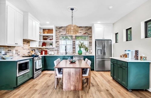 Flint House | Lake Palestine Modern Cottage Game Room, Firepit, Green Kitchen