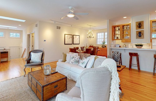 Miller Beach House | Lake-view home one block from the beach with deck, patio, & washer/dryer