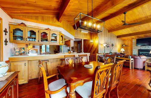 Lake Tomahawk House | Lakefront home on South Two Lakes with lake views, lake access, firepit, & dock