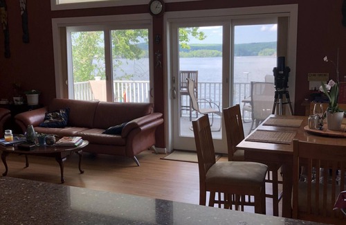 Webster House | Modern home on Webster Lake with water access & spectacular views