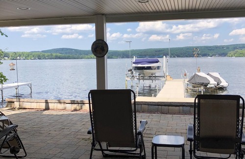 Webster House | Modern home on Webster Lake with water access & spectacular views