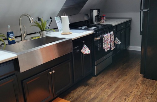 Corryville Apartment | Modern rustic split-level with private balcony