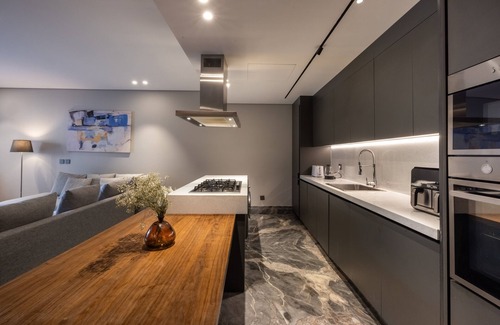 New Cairo Apartment | Monochrome - Two Bed - Pool/Garden Access - GF