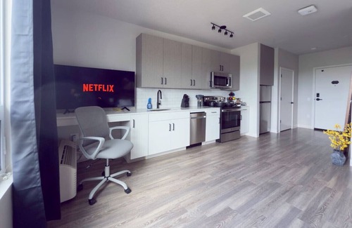 Boise Apartment | Mountain Lines & Slatted Calm | Cozy Modern Loft