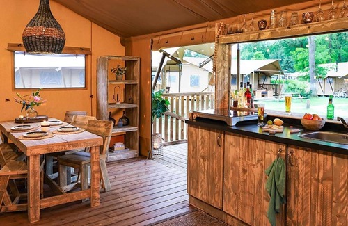 Mol RV Rental | Nice Tent Lodge With Bathroom, Near a Lake