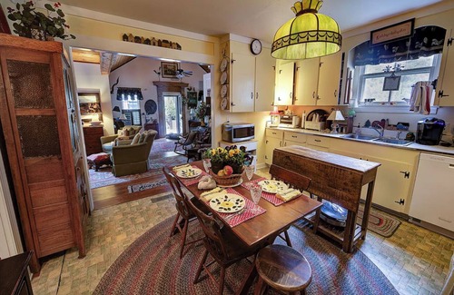 Roseland House | Possum Trot Lodge - Wedding & Event Venue, Lodging for 18, Stone Fireplace