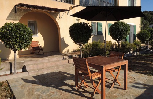 Figarella Apartment | Rental in Miomo, Cap Corse, garden, swimming pool and superb sea view