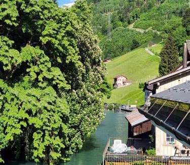 Schwanden Apartment | Spacious cellar studio surrounded by mountains and lake