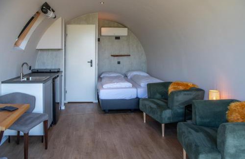 Dalerveen Ski Chalet | Tiny Natuurlodge Graspieper met vrij uitzicht over landerijen