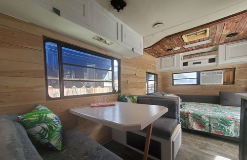 Cocoa House | Tropical backyard with pool, sandbox, toys, hammock. Pets+kids welcome