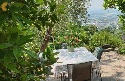 Giugnano House | Vacation house with swimming pool and panoramic terrace, surrounded by olive trees.