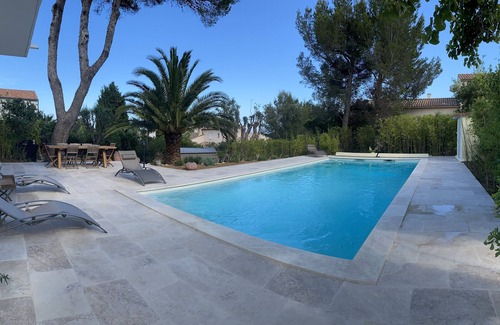 Saint-Aygulf Villa | Villa Dar Est Saada, with large swimming pool, near beach (400m) with sea view