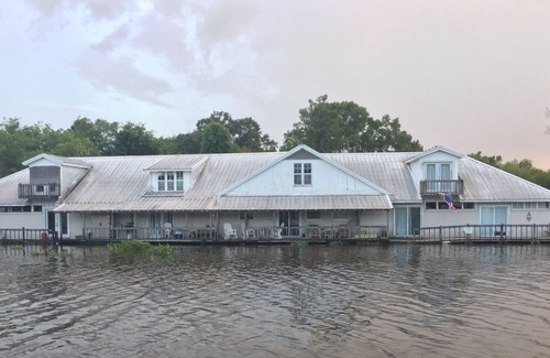 Pierre Part Apartment | Waterfront deck, LR/K/BA first floor, 1 Queen BR upstairs+balcony.