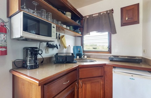 Hopkins Apartment | Wood cabana with a porch, pool view, WiFi, and a shared common area with grills