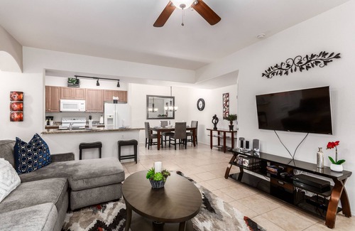 East Mesa Condo | You Go Ground Floor! Heated Pool, Spa and More!