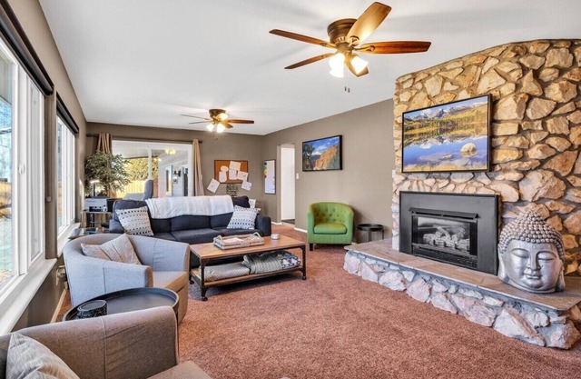 3 bedroom, 2 bath, plus sofa sleeper, dog friendly w. fee, game room with pool table, air hockey, darts.