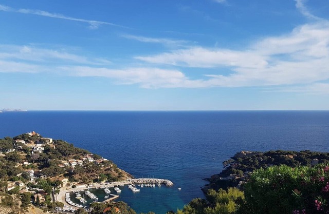 A balcony overlooking the sea
