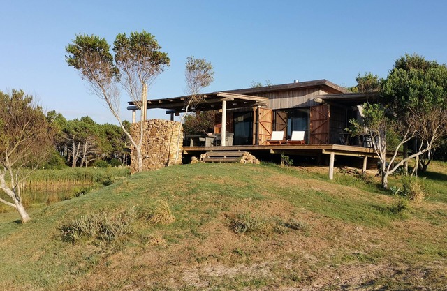 Beautiful house on the beach in front of the sea