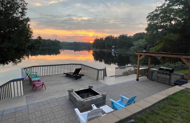Breathtaking sunsets from sandy, eastern shore of North Lake!