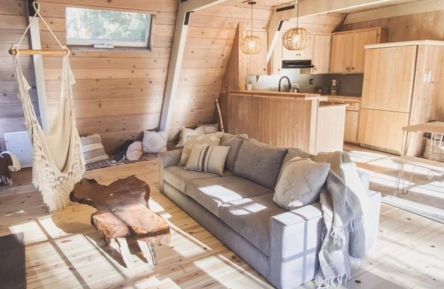 Clarity Cabin: A-Frame Sanctuary w Hot Tub, Fireplace, Grill, AC, Hammock Chairs