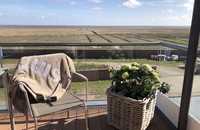 Comfort vacation apartment with south-facing balcony and unique view of the mudflats