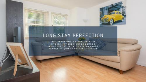 Free Allocated Barrier Secured Parking Space at rear entrance & Fast WIFI, Ideal for long term contractor, corporate, etc stays, Regular housekeeping option - Dwellcome Home Ltd 2 Bedroom King & Double Central Apartment - see our site for assurance