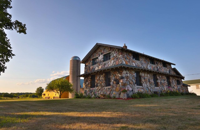 Newly rebuilt stone house