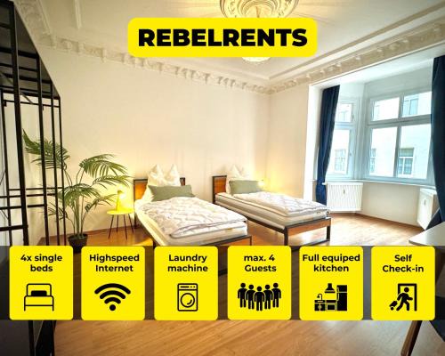 Zeitz Apartment | #1 RebelRents - 4P - Apartment Smart-TV - WLAN - voll ausgestattete Küche