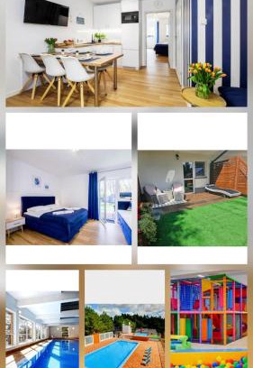 Poddabie Apartment | Apartament 3B Niebieskie Apartamenty z basenem krytym, odkrytym, salą zabaw, animacjami