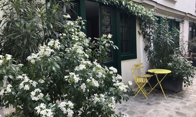 Quartier de Rochechouart Apartment | apartment courtyard with trees, in the heart of Paris