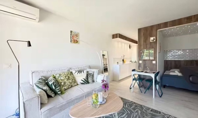 Golfe Juan Apartment | Beach studio in Golfe-Juan with sea view, parking near Cannes, Antibes