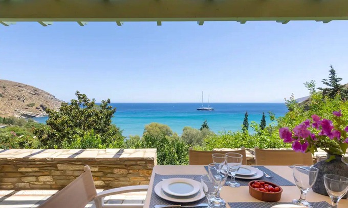 Steniai Villa | Beachfront Andros Retreat | Villa Stenies Ilios | 3 bedrooms | Stunning.