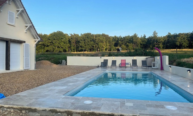 Saint-Mars-d'Outille House | Beautiful renovated farmhouse with 10m pool in the middle of the forest