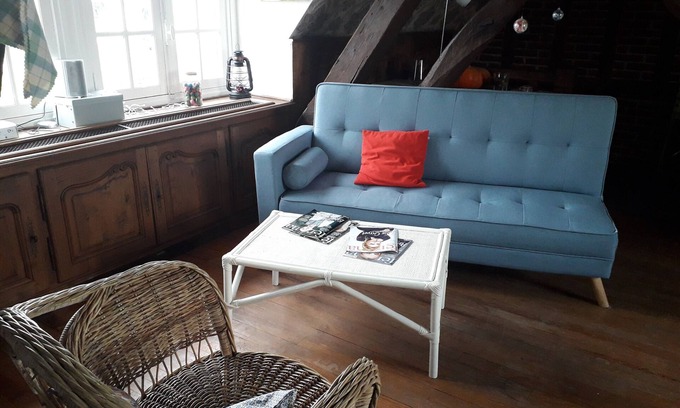 Cintray Apartment | Bedrooms upstairs in a farmhouse