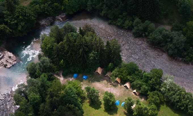 Ljubno RV Rental | Camp NaturPlac - Stay in the wooden tent at the alpine river Savinja