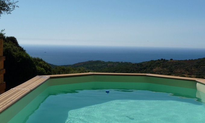 Villanova Ski Chalet | Cottages: sea view, Beach 5mn, above ground pool, Villanova, 10 km Ajaccio, Co