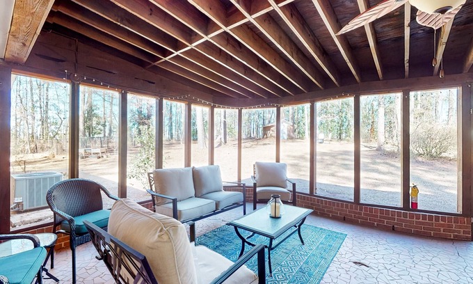 Macon House | Dog-friendly charmer with large yard, sunroom, game room, grill, AC, & W/D