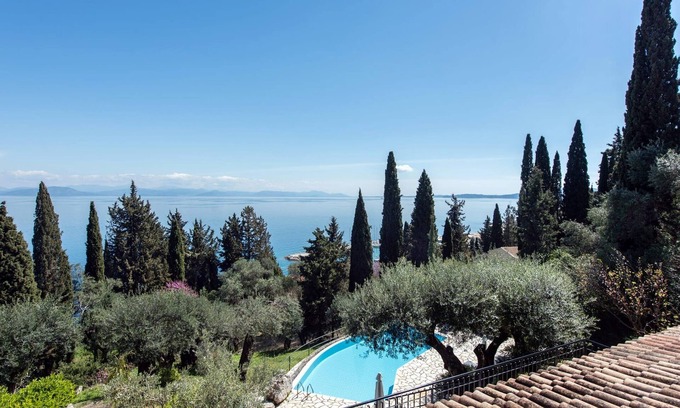 Benitses Villa | "Elevate Your Corfu Retreat: Lucky Villas - Tranquil Hillside Oasis with.